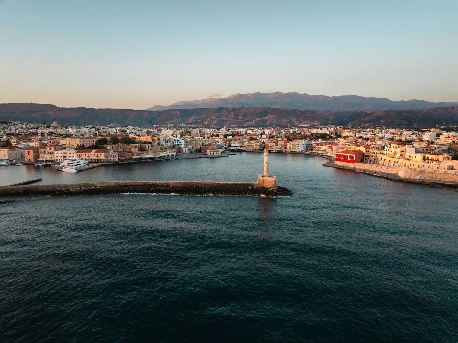 The Venetian harbour in Chania from above