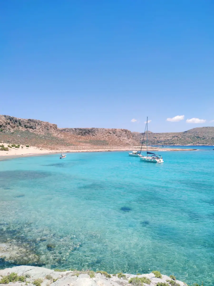 Sailboats near the Gramvousa shore