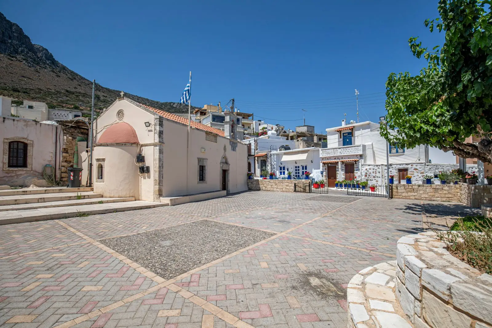 An empty town square in Crete