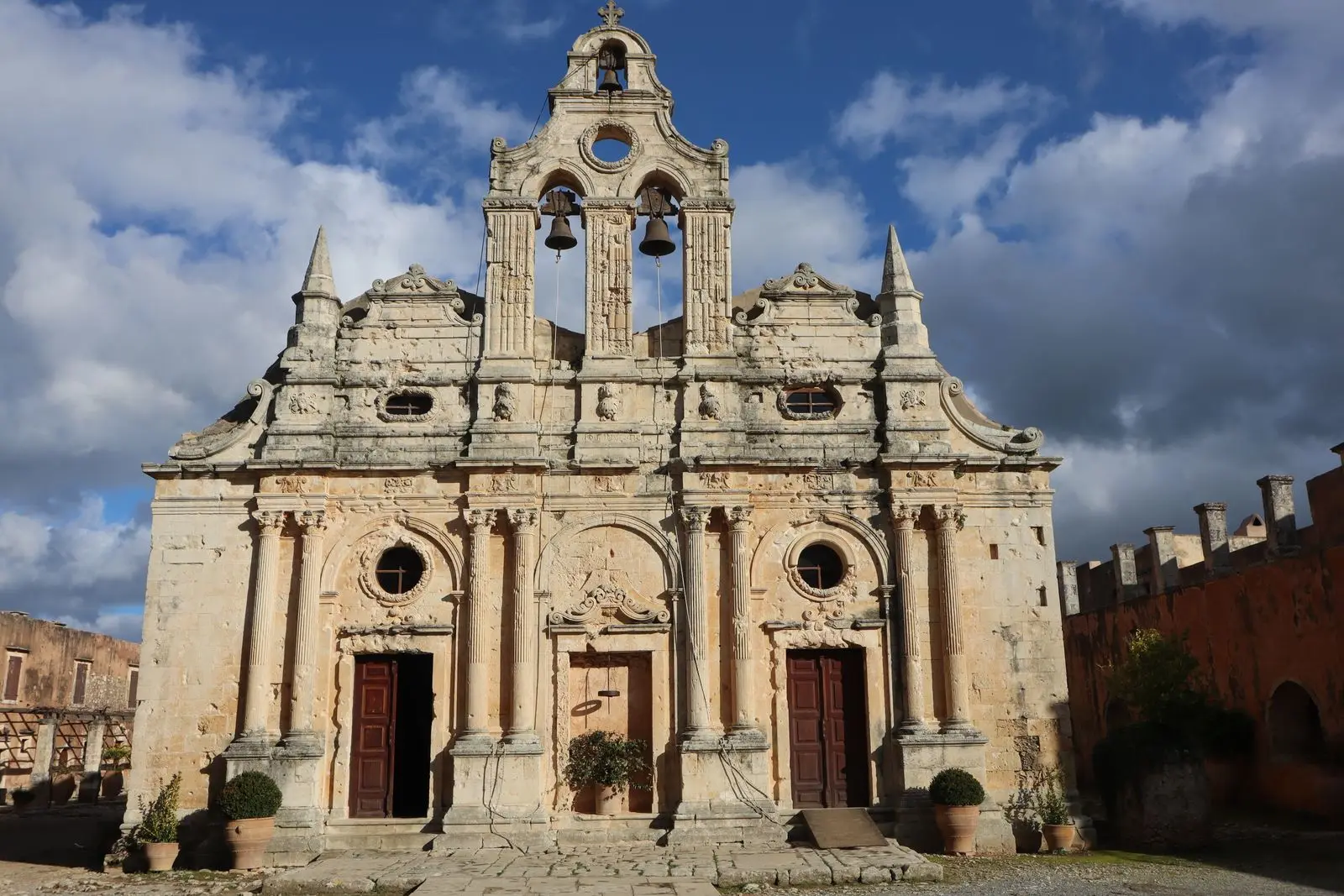 The facade of Arkadi Monastery