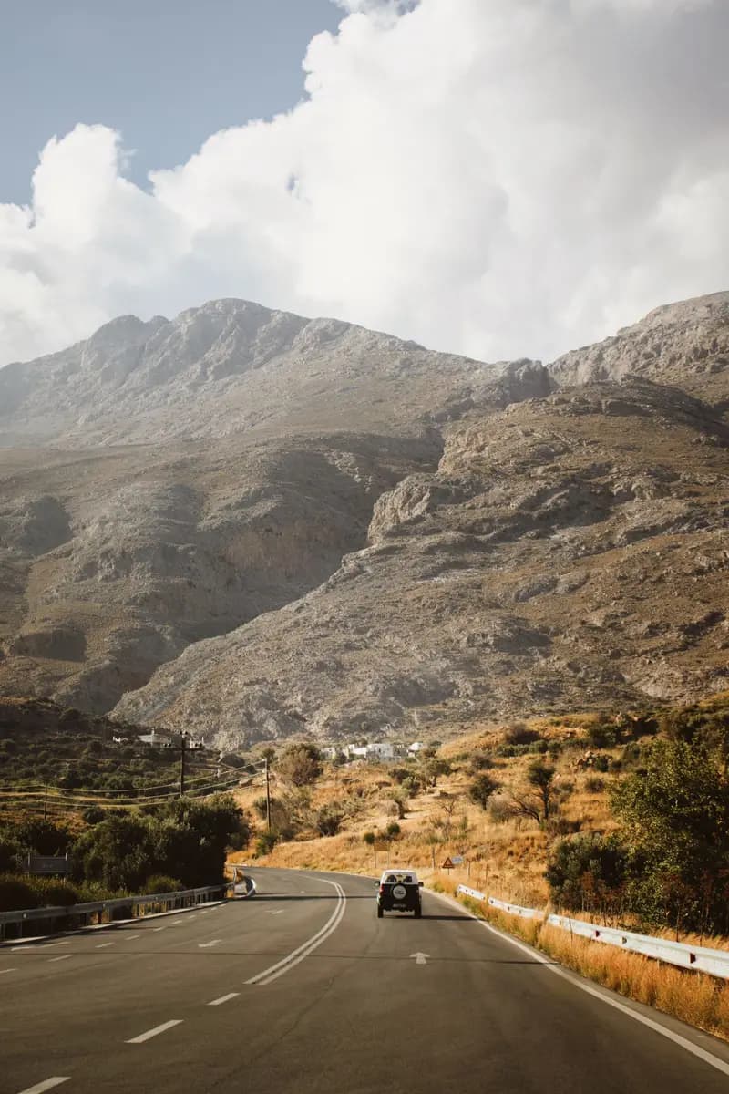 A car on a mountain road in Crete