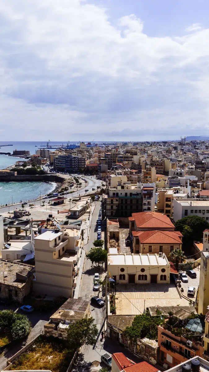 Heraklion and the coast from above