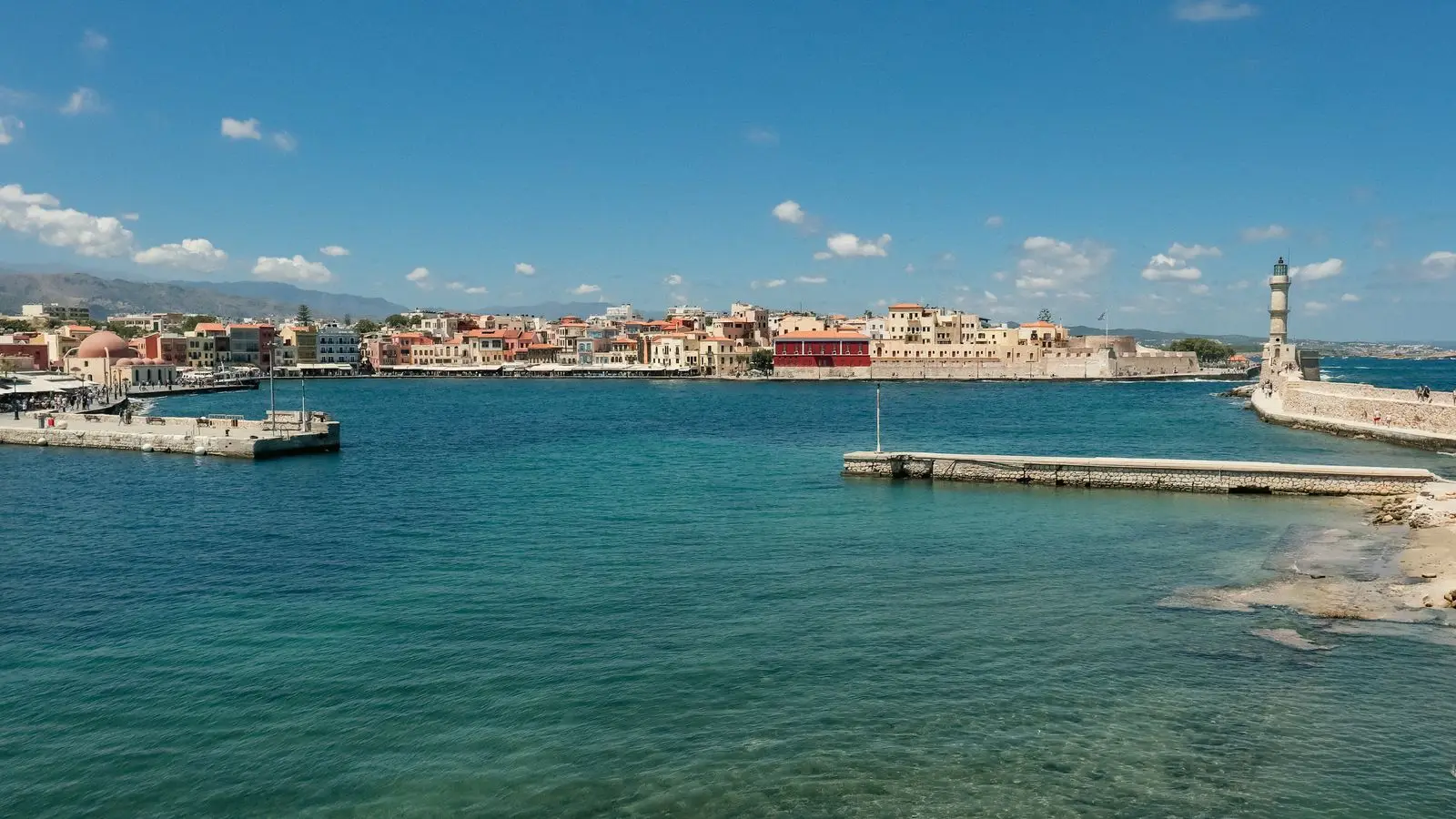 The Venetian port in Chania in daylight