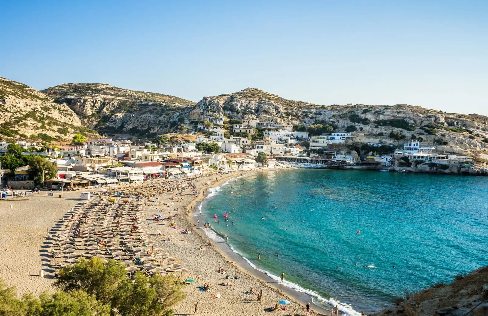 A sunny day on Matala beach