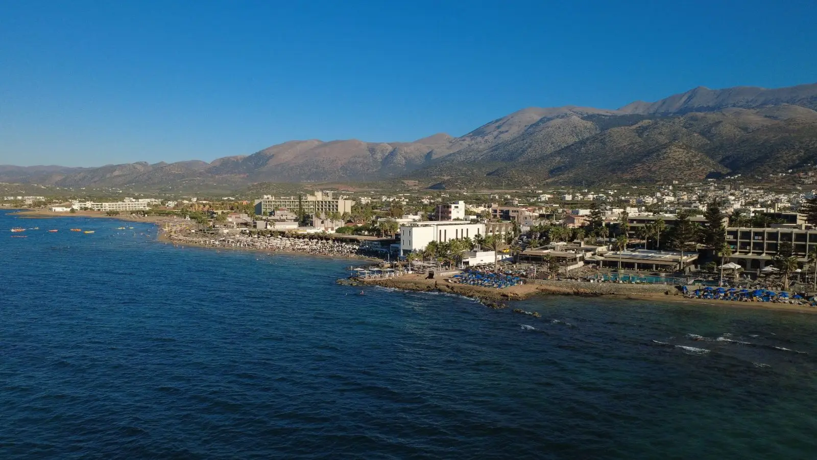 The beachfront at Malia from above